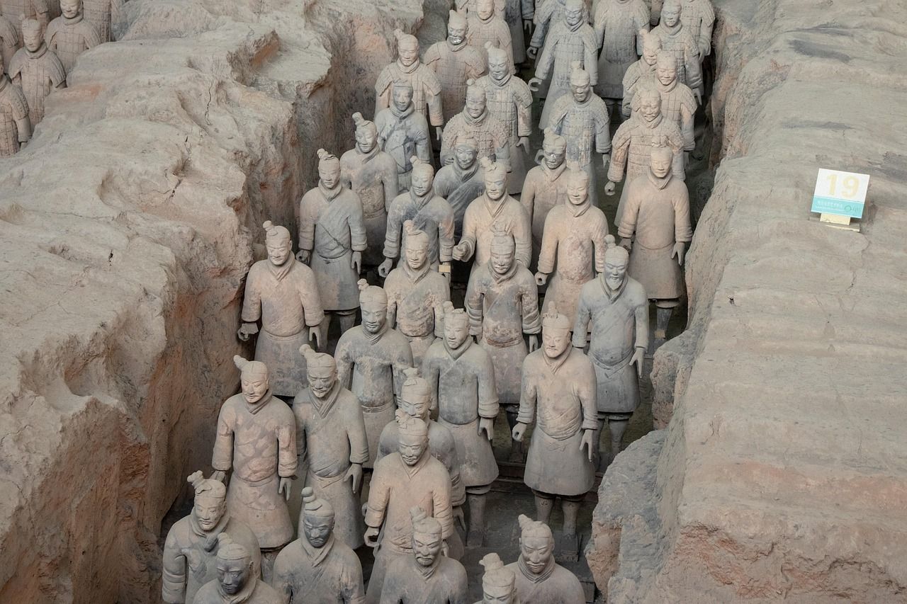Close-up view of the Terracotta Army warriors in Pit 1