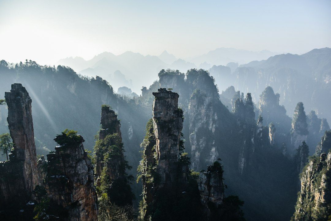 Quartzite sandstone pillars in Zhangjiajie — the 'Avatar Mountains'